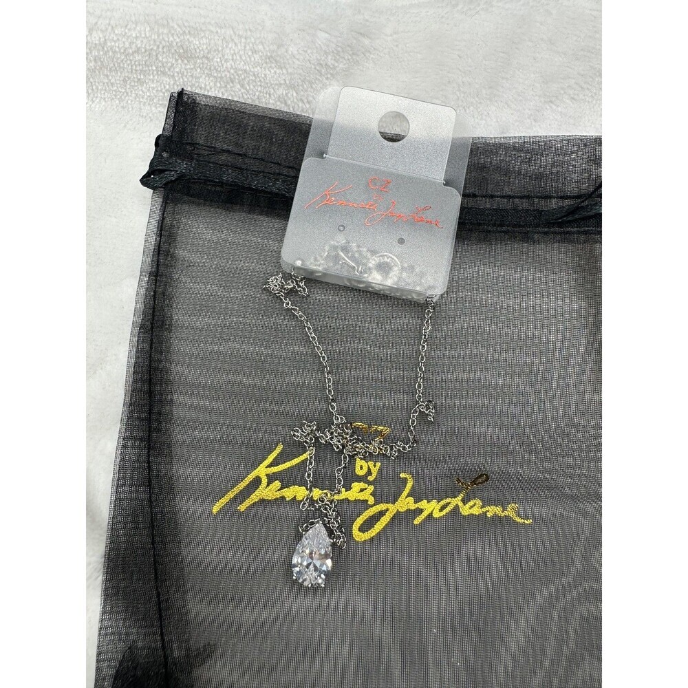 CZ by Kenneth Jay Lane Teardrop Pendant Necklace Clear Crystal NWT Gift Jewelry
